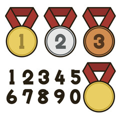 順位がかかれたメダルのイラスト