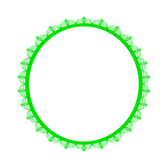 Bright Green Circular Frame With Lace Border, Decorative Ornament For Design Projects