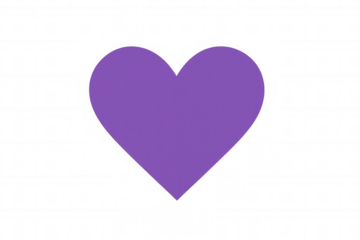 Purple heart symbol, representing love, romance, care, passion, emotion, isolated on transparent background
