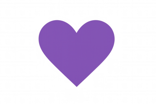 Purple heart symbol, representing love, romance, care, passion, emotion, isolated on transparent background