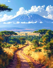 African landscape with mountain