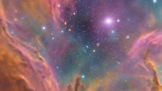 Vibrant nebula in deep space cosmic clouds and bright stars
