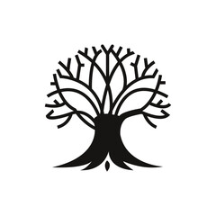 Elegant tree silhouette with organic branches perfect for nature-inspired logo design and branding projects focusing on growth, roots, and family heritage