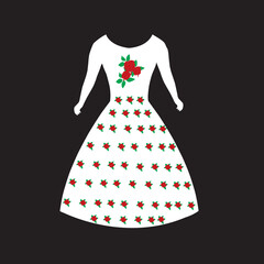 white dress design with flower design illustration