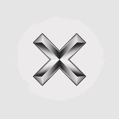 Chrome Metallic X on Textured Light Background | 3D Render of Polished Silver Symbol | Minimalist Precision Design