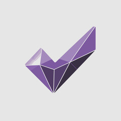 Geometric Faceted Purple Checkmark Logo | Crystal Prism Vector Design | Modern Minimalist Holographic Symbol