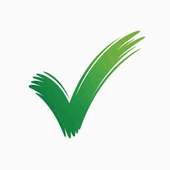 Textured Green Checkmark Brushstroke | Watercolor Approval Symbol | Minimalist Success Icon