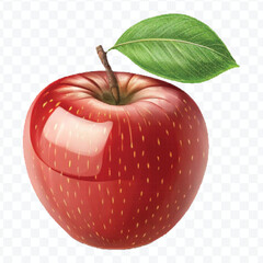 realistic 3d fresh apple with slice and green leaf in different color style isolated on transparent background