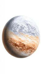 Fototapeta premium Detailed Celestial Body Illustration Whitish Gray and Beige Brown Swirls on White Background