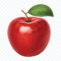 realistic 3d fresh apple with slice and green leaf in different color style isolated on transparent background