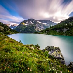 Alpine lake and mountain vista