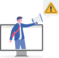 Business people announce with megaphone and attention sign
