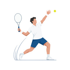 Dynamic tennis player serving with professional form capturing the excitement of competitive play illustration