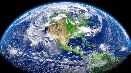 Fototapeta premium Detailed Satellite Image of Earth Showing North and Central America