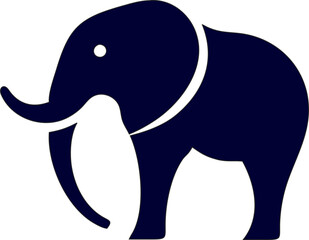 Bold elephant logo sign vector icon in silhouette style, perfect for tribal or wildlife illustrations and branding.