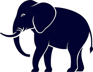 Flat black elephant silhouette icon, isolated on white, great for web and mobile apps.