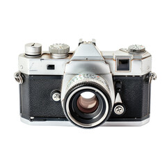 Vintage 35mm SLR camera, silver and black