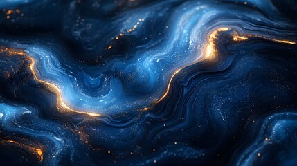 Latar belakang seni cairan biru dan emas yang menakjubkan