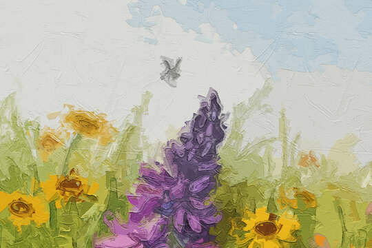Various oil paintings, flowers, chrysanthemums, roses, peonies, landscapes, butterflies, bees