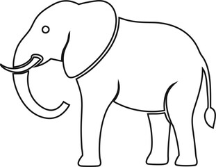 Clean elephant vector outline design, ideal for educational projects and creative branding.