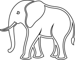 Line art elephant vector, great for modern logos, kids' decor, and wall prints.