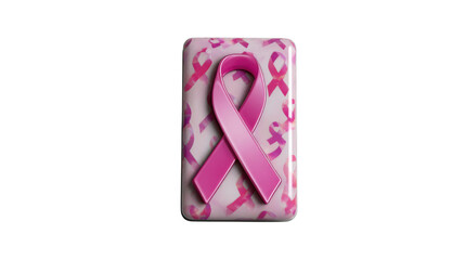 Pink Awareness Ribbon on Patterned Background