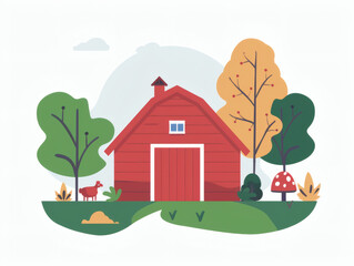 Rustic village farm drawing in color sketch, AI generated