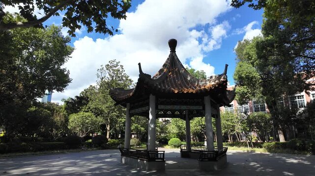 chinese pavilion in the park