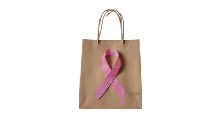 Pink Ribbon Awareness Paper Bag on white background