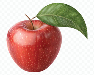 realistic 3d fresh apple with slice and green leaf in different color style isolated on transparent background