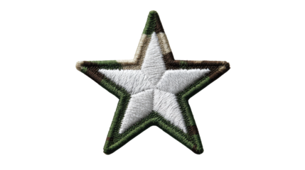 Camouflage Star Embroidered Patch on white background