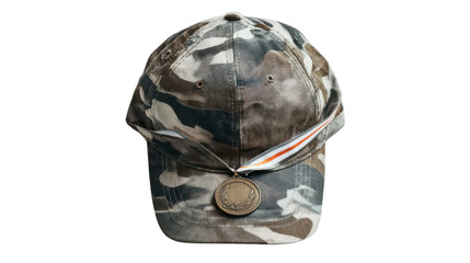 Camouflage Military Cap with Medal Decoration