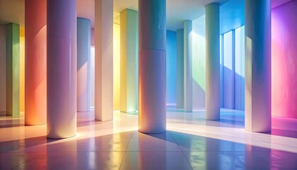 Colorful colonnade interior