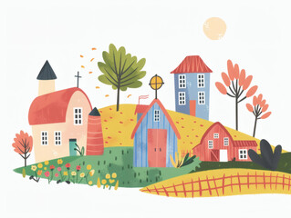 Train stop illustration in sketch, AI generated