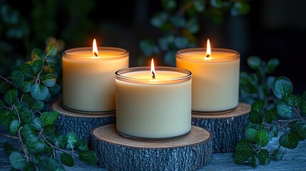 Handmade Natural Candles in Rustic Setting with Handcrafted Organic Wax for Cozy Decorative Ambiance