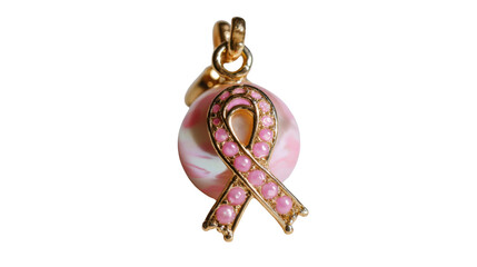 Pink Ribbon Pendant on white background