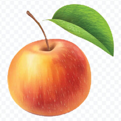 realistic 3d fresh apple with slice and green leaf in different color style isolated on transparent background