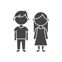 Girl and boy children black icon. Presschool Kids. Vector illustration	
