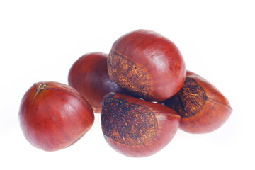 Chestnuts on a white background