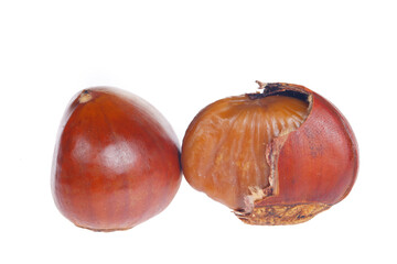 Chestnuts on a white background