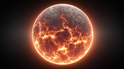 Fototapeta premium Fiery Pixelated Planet in Dark Space