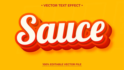 Retro Sauce Text Effect with Orange and White Layers on a Yellow Background