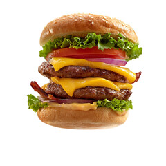 Flying Burger on a Transprent isolated on with white background(2)