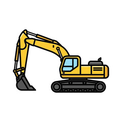 Naklejka premium Excavator isolated on white background heavy equipment and construction machinery in color