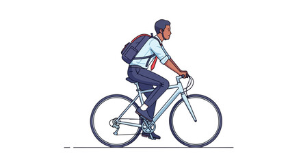 Obraz premium Contemporary commuter: stylish businessman on a bicycle embracing sustainable urban transportation in a modern illustration showing eco-friendly