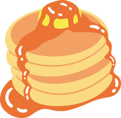 cute butter pancake with maple syrup breakfast brunch food menu vector cartoon illustration