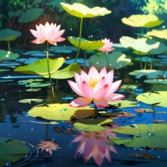 pink water lilies