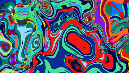 Colorful abstract psychedelic liquid and fluid background pattern