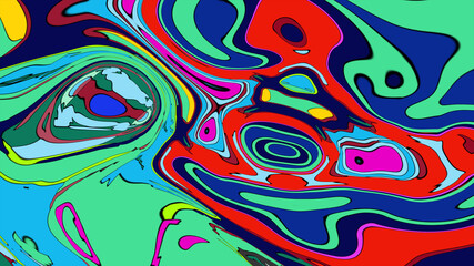 Colorful abstract psychedelic liquid and fluid background pattern