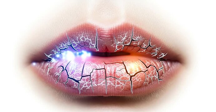 Experience chapped lips discomfort in this video showing dry cracked skin peeling away
